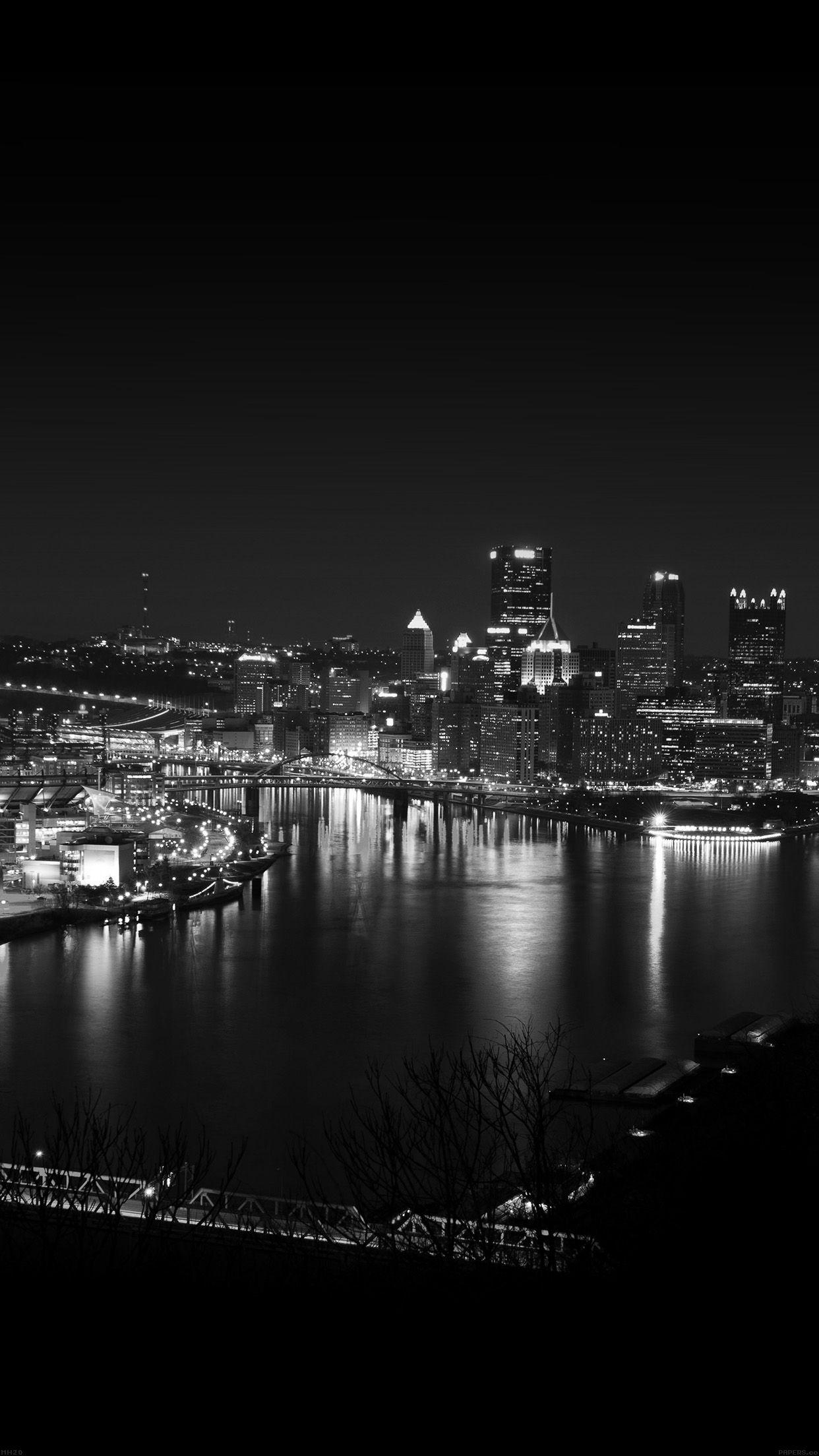 1242x2208 Pittsburgh City Dark Skyline At Night iPhone 6 Plus HD Wallpaper