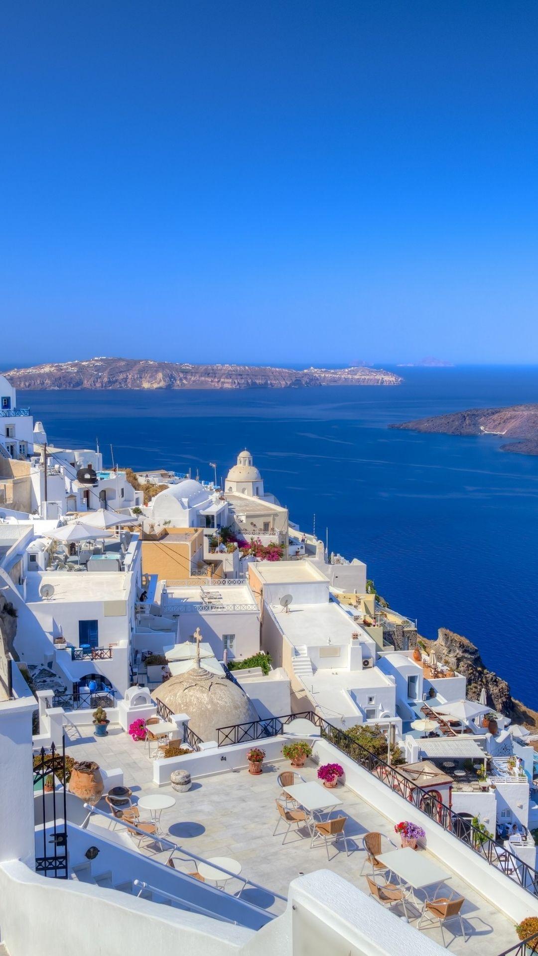 1080x1920 Santorini Wallpaper. Santorini Wallpaper
