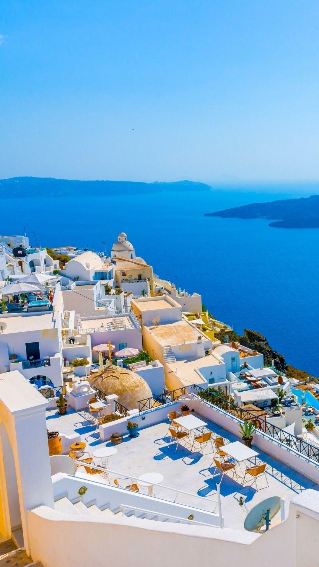 1080x1920 Santorini Wallpaper Summer