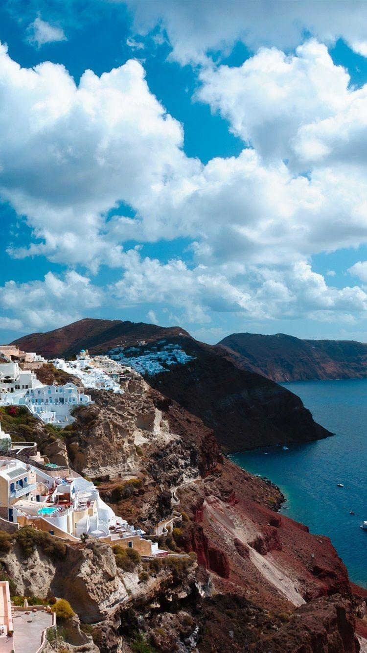 750x1334 Santorini, Greece, Island, Sea, City, Houses 750x1334 IPhone 8 7 6