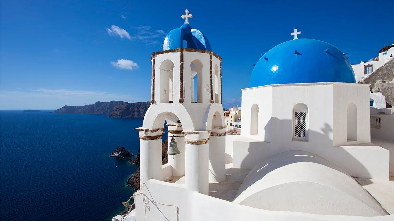 1280x720 Nature Relaxation Video) Greek Islands Santorini Extended Length