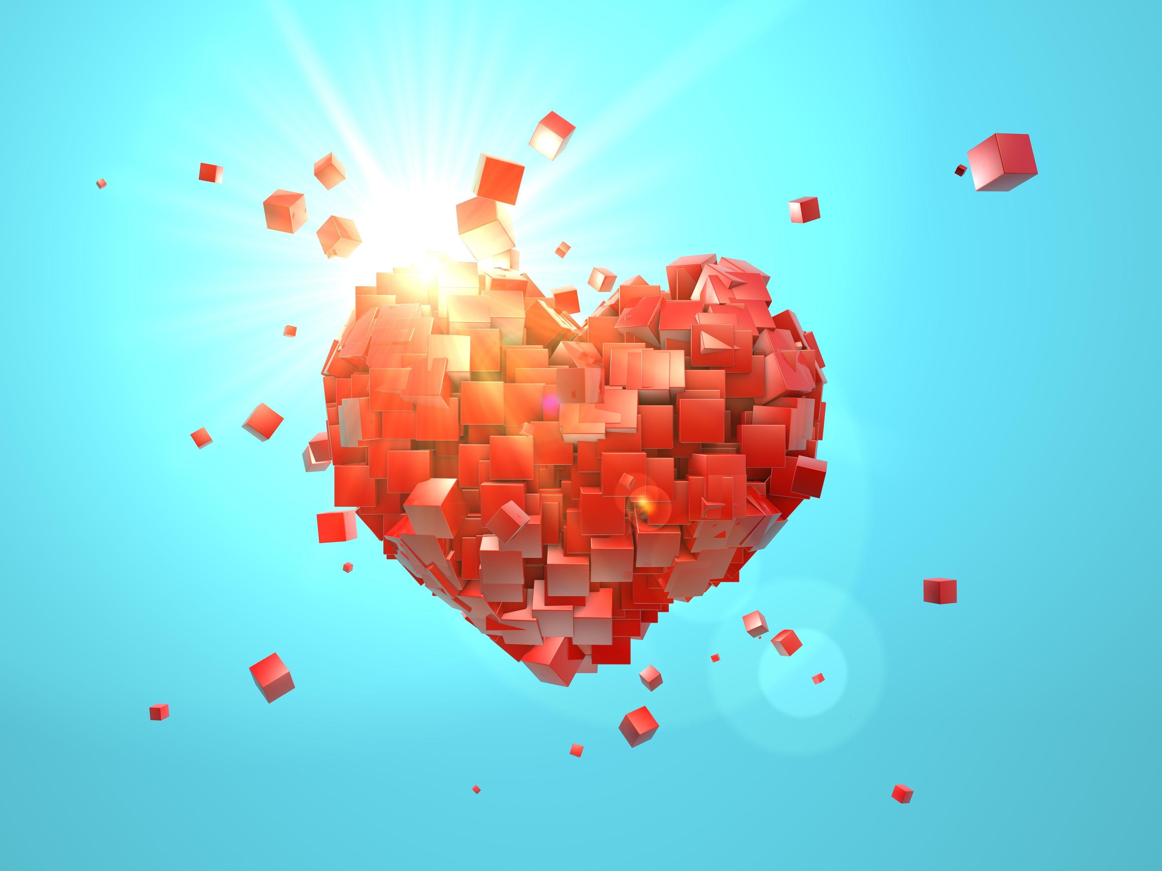 4000x3000 #Abstract, D, #Love heart, #Cubes, K. Mocah.org HD