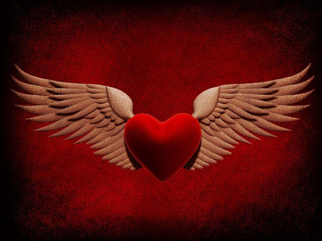 1024x768 3D pretty heart HD Wallpaper. Heart, 3D, abstract, heart, wings