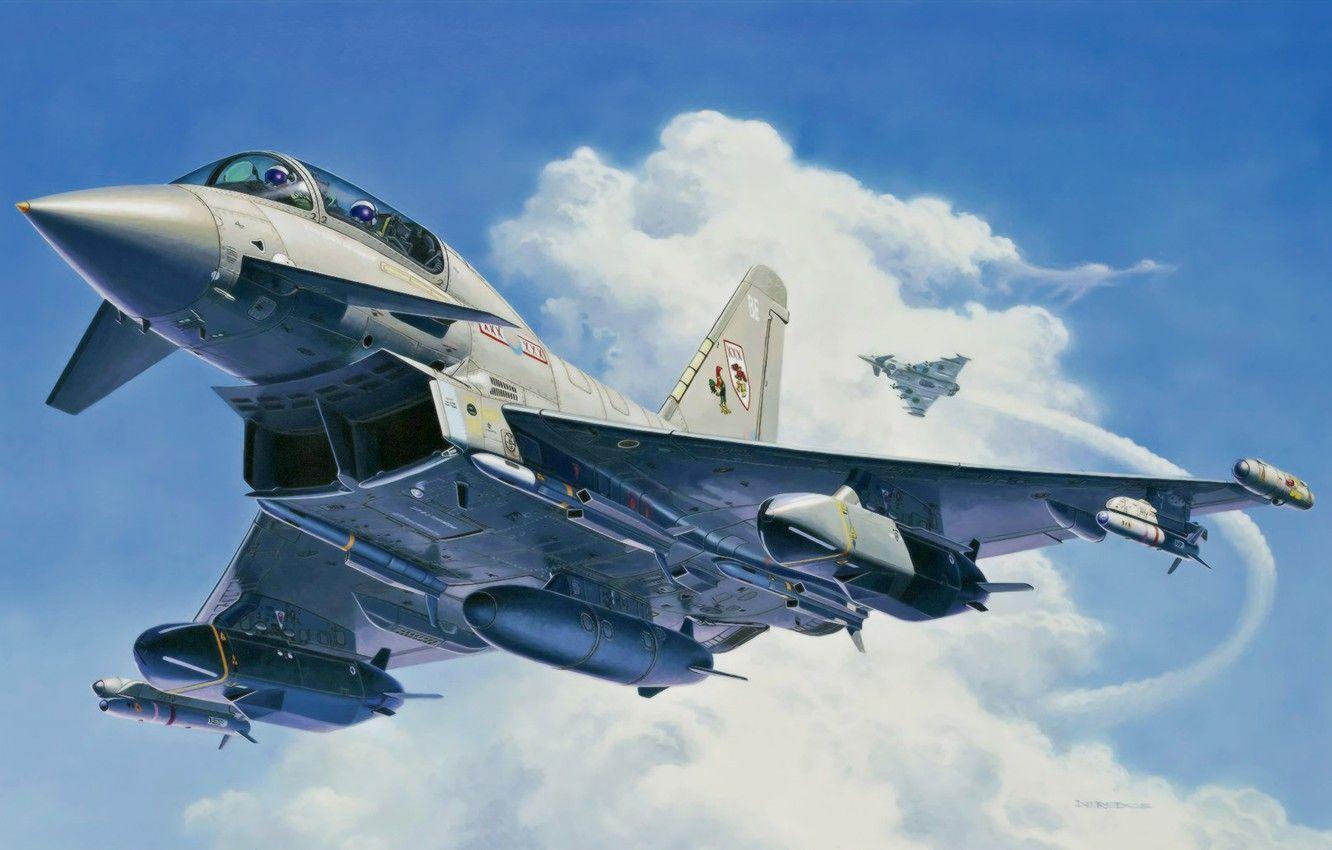 1332x850 Wallpaper fighter, war, art, painting, aviation, Eurofighter
