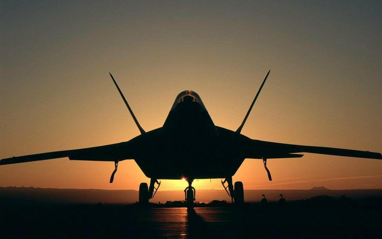 1280x804 Sunset Fighter Jet Wallpaper