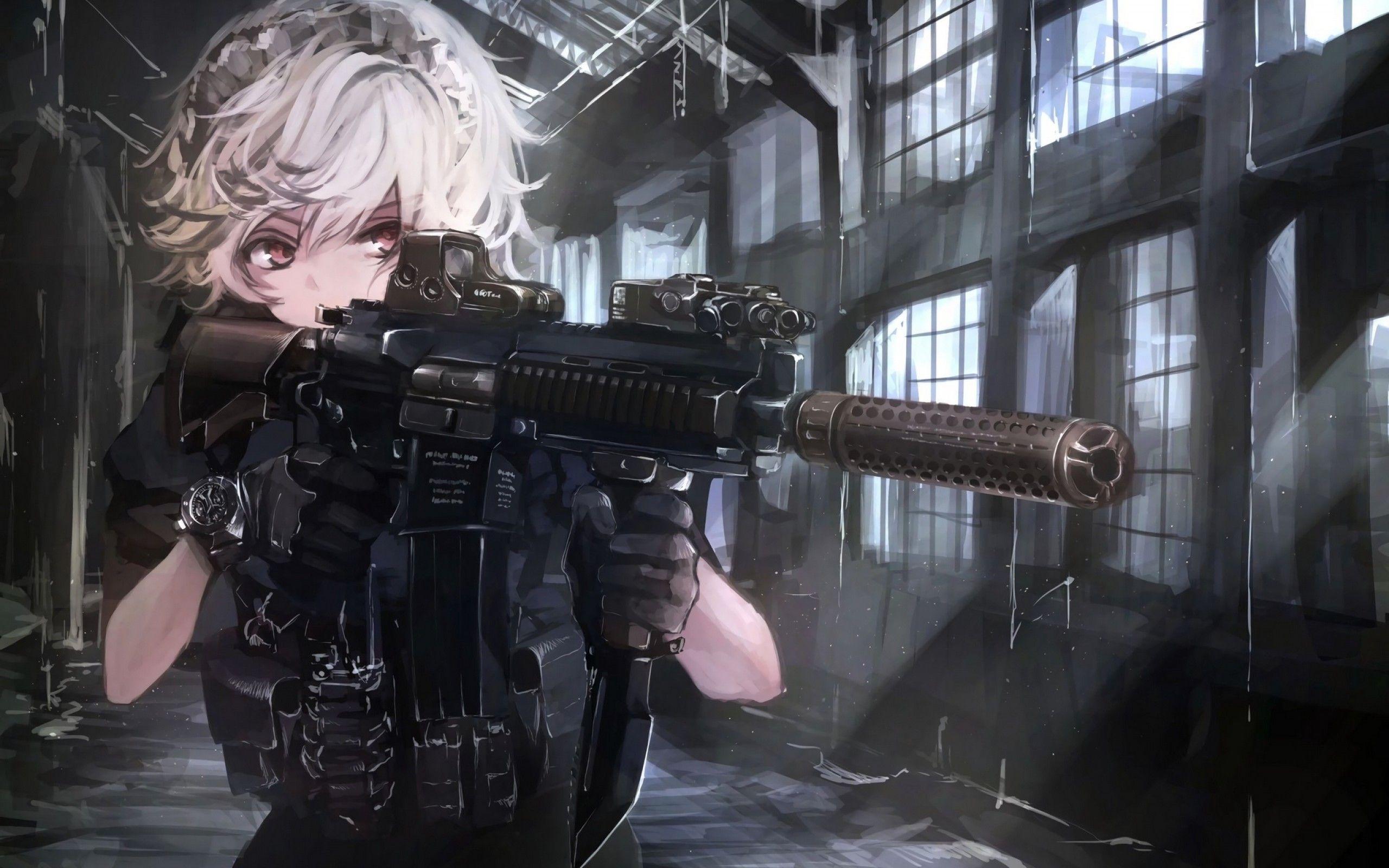 2560x1600 Download 2560x1600 Anime Military Girl, White Hair, Armor