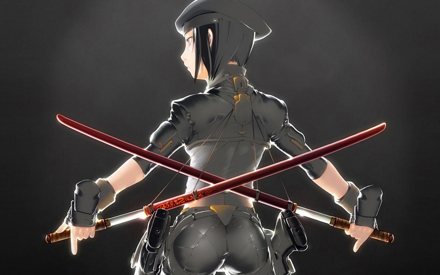 1680x1050 Free download Download Military girl with katana swords wallpaper