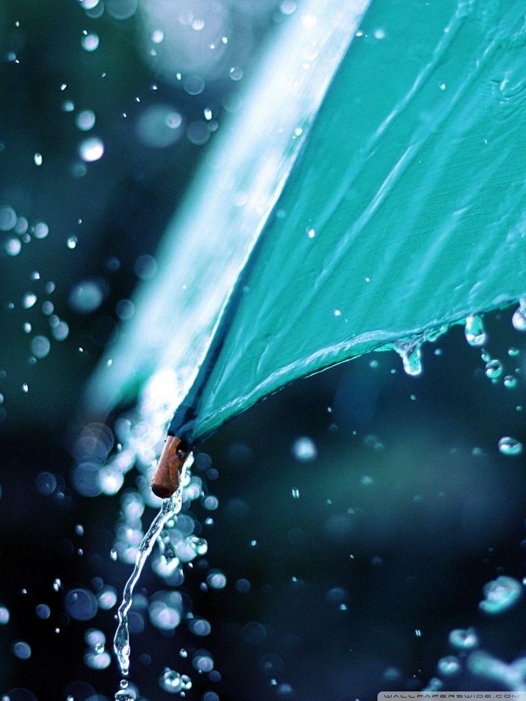 768x1024 Rain Drops Over Umbrella Ultra HD Desktop Background Wallpaper