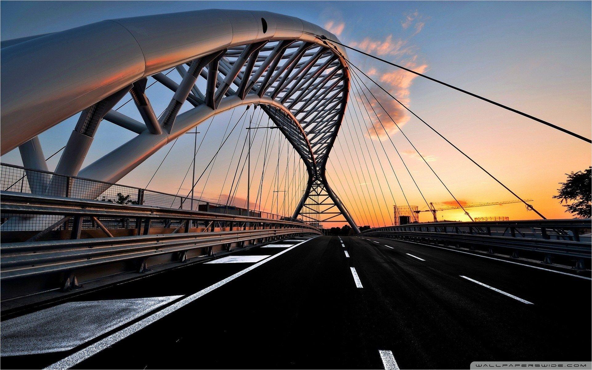 1920x1200 Bridge Sunset Black Road