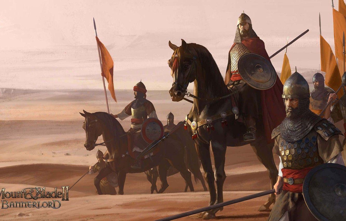 1332x850 Wallpaper The game, Desert, Horse, Warrior, Soldiers, Art, Mount & Blade, The middle ages, Bannerlord, Mount & Blade 2: Bannerlord image for desktop, section игры