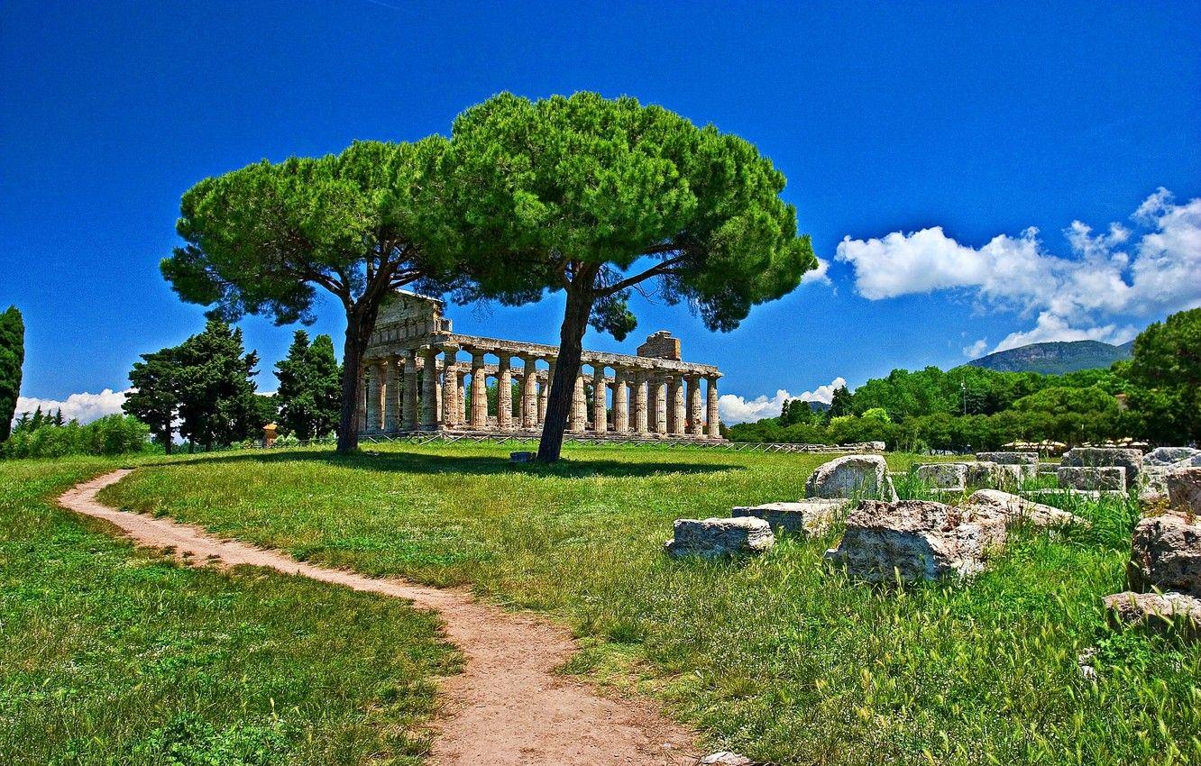 1332x850 Wallpaper green, Italy, view, landscapes, ruins, architecture