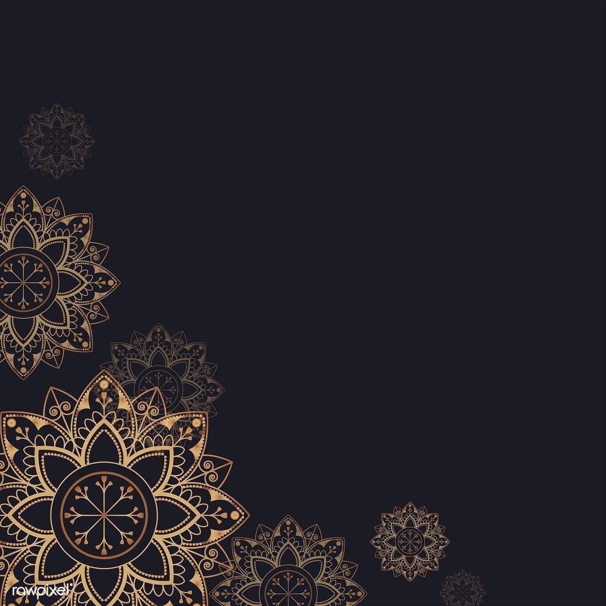 1200x1200 Download premium vector of Gold mandala pattern on black background vector by sasi about eid, mandala, arab,. Gold mandala, Mandala pattern, Gold wallpaper iphone
