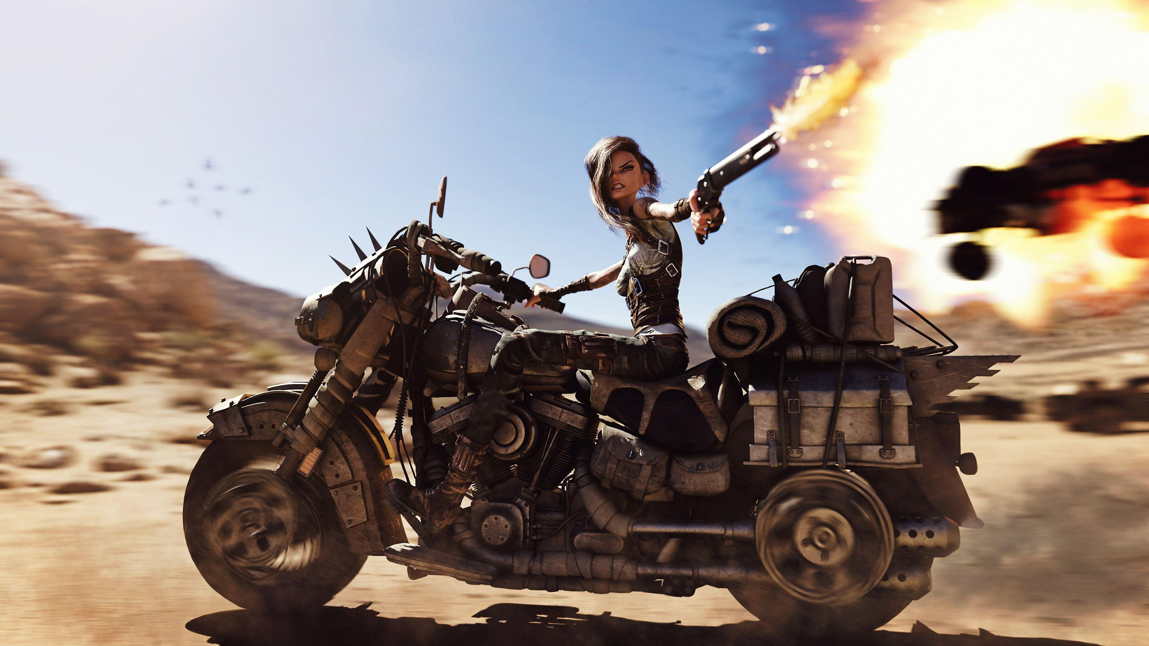 4000x2250 Mad Max Biker Anime Girl, HD Artist, 4k Wallpaper, Image