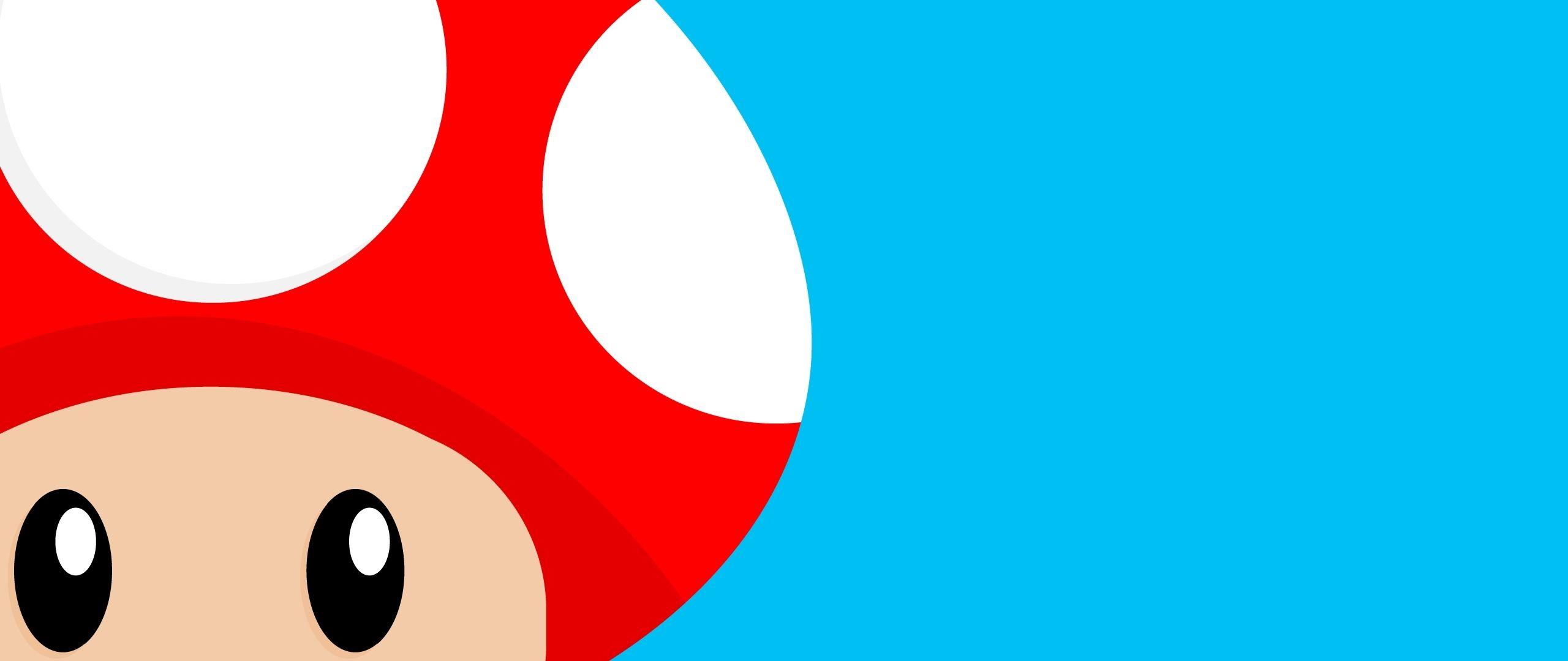 2560x1080 mario, mushroom, vector 2560x1080 Resolution Wallpaper