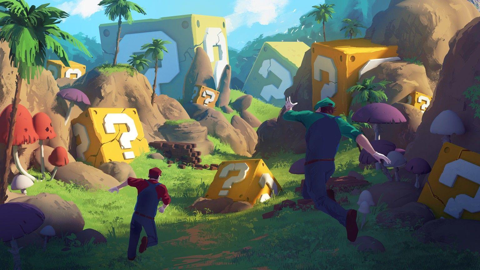 1536x864 #video games, #mushroom, #jumping, #bonus, #artwork