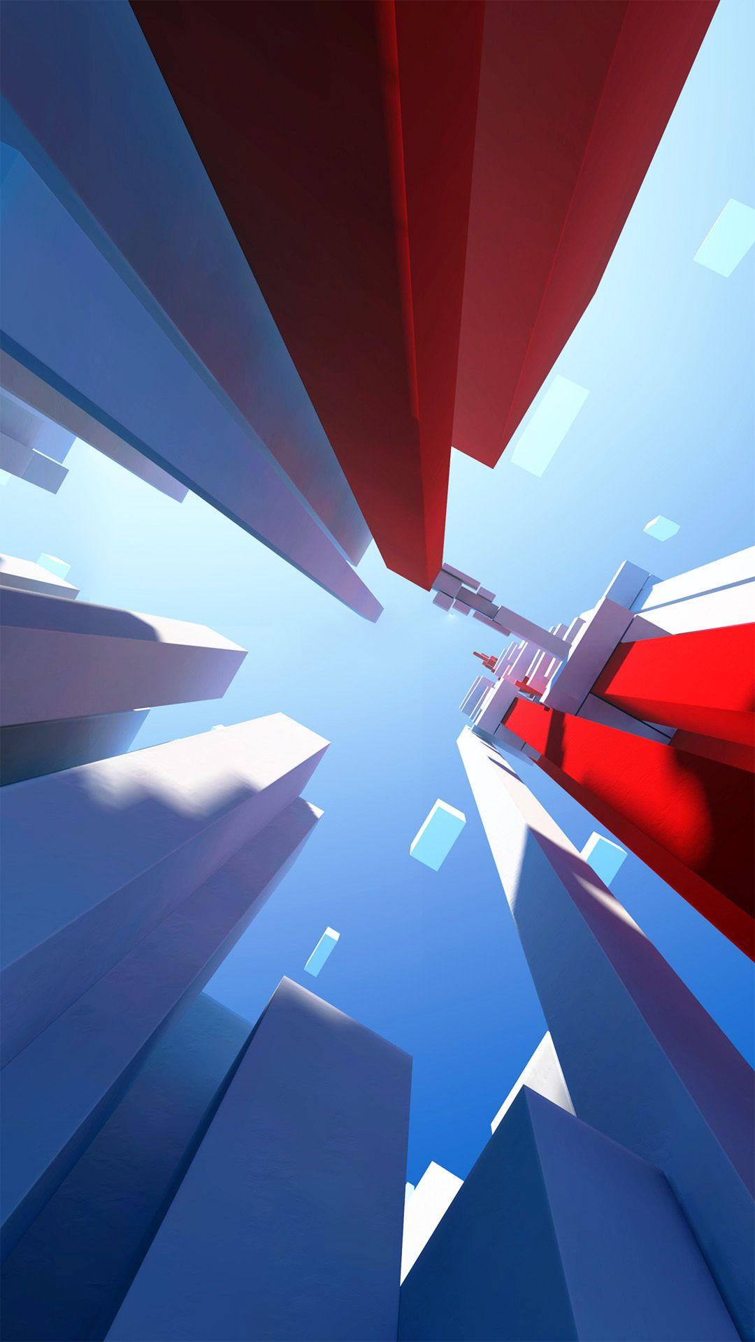 1080x1920 3D Shapes Buildings Look Up Android Wallpaper free download
