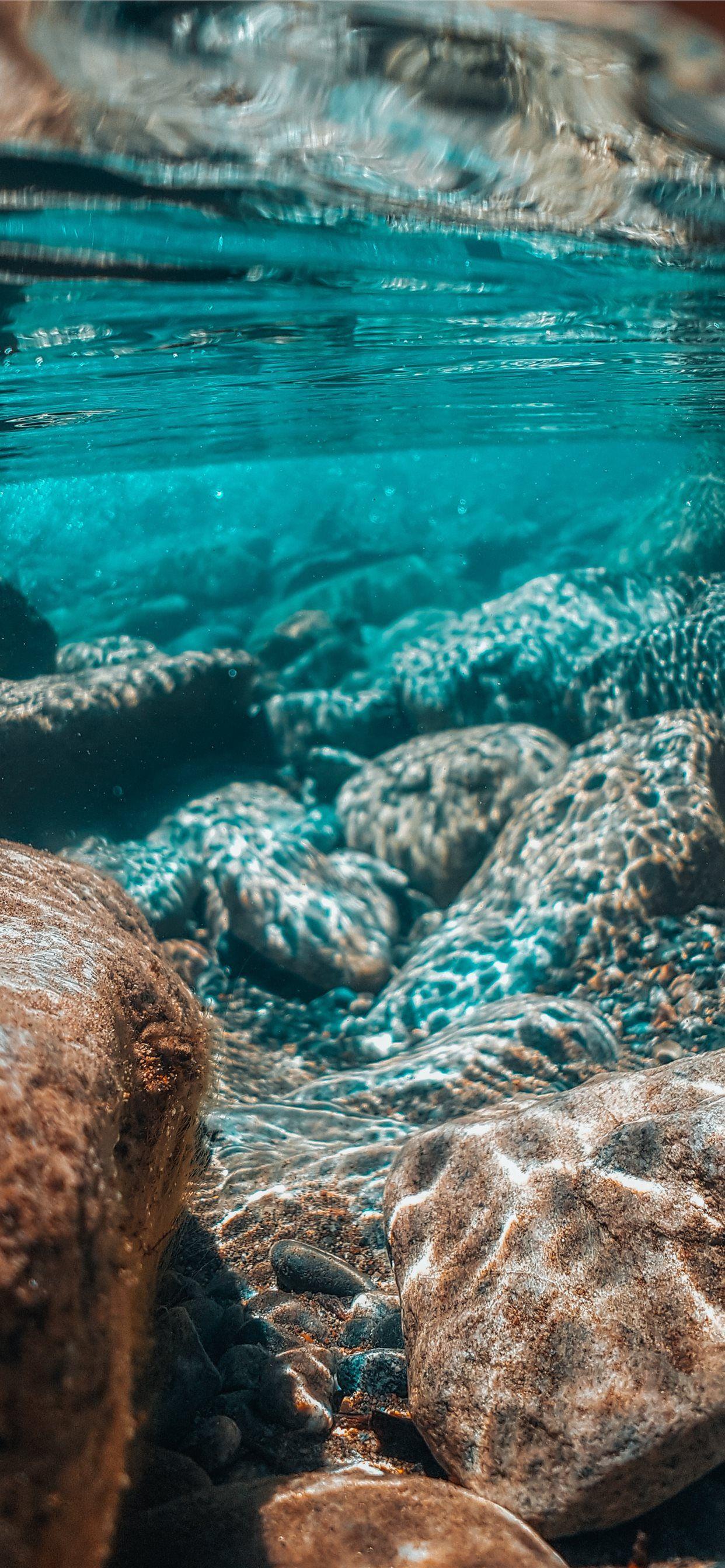 1242x2688 underwater photography of brown stones iPhone X Wallpaper Free