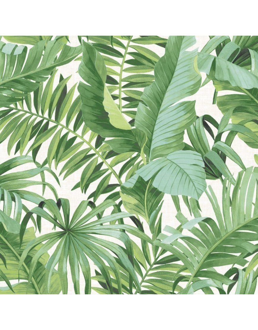 870x1110 Tropical Leaf Wallpaper Palm Tree White Green A Street Prints