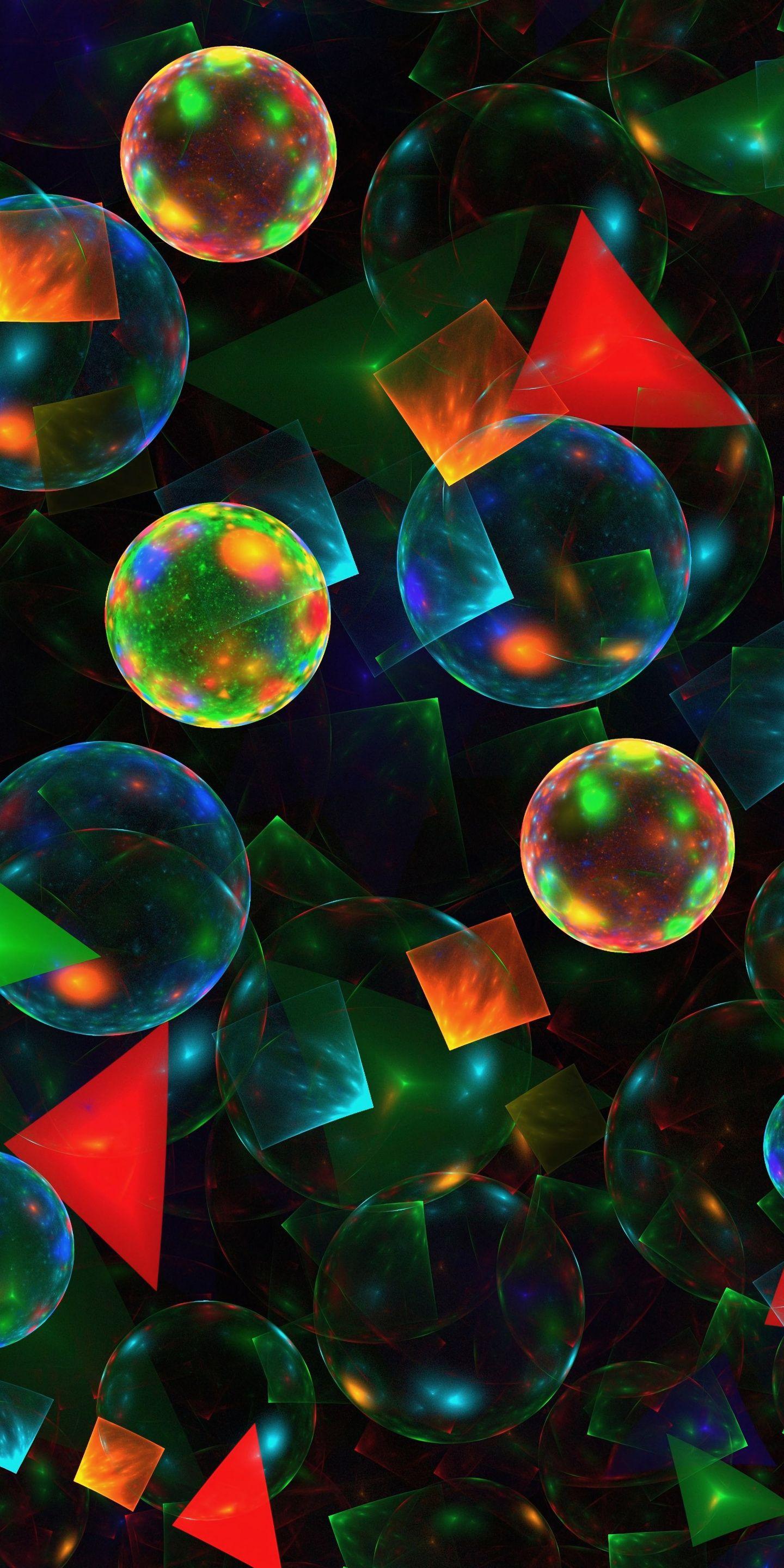 1440x2880 Download Abstract, balls, triangles, shapes, colorful wallpaper