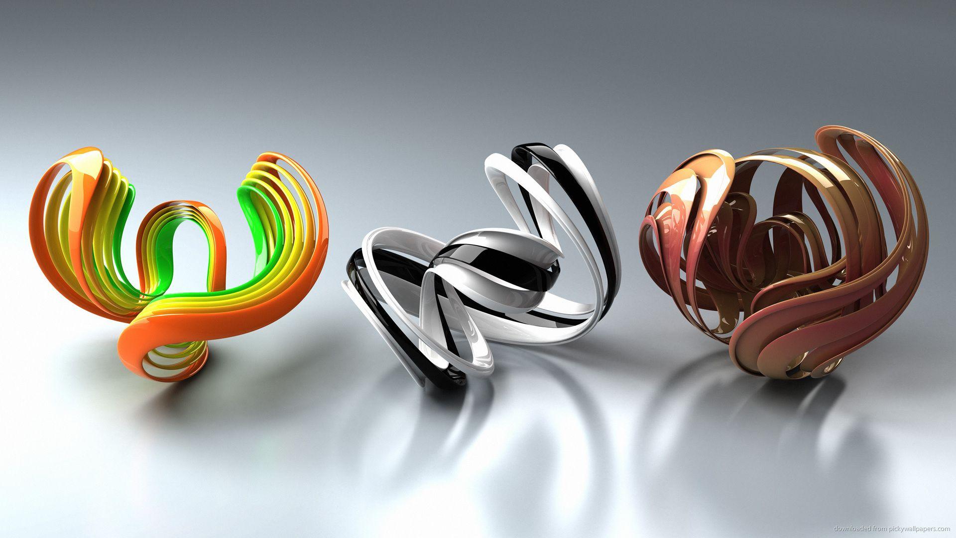 1920x1080 Ribbon 3D Shapes wallpaper