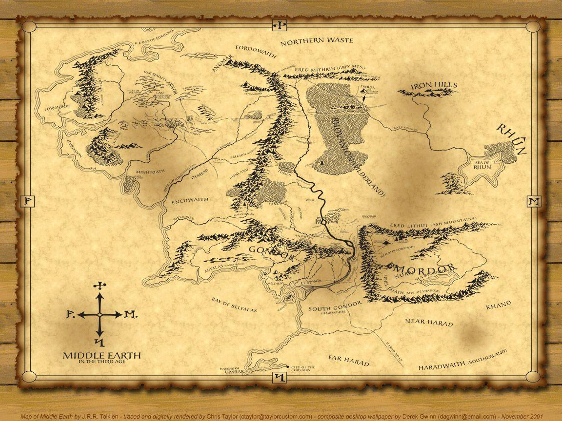1152x864 High Resolution Middle Earth Map Wallpaper, Dmitar Menham