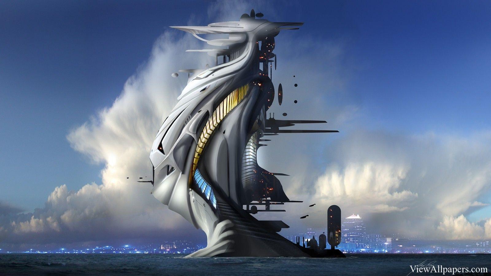 1600x900 Free download Futuristic Architecture Wallpaper 3D Abstract HD