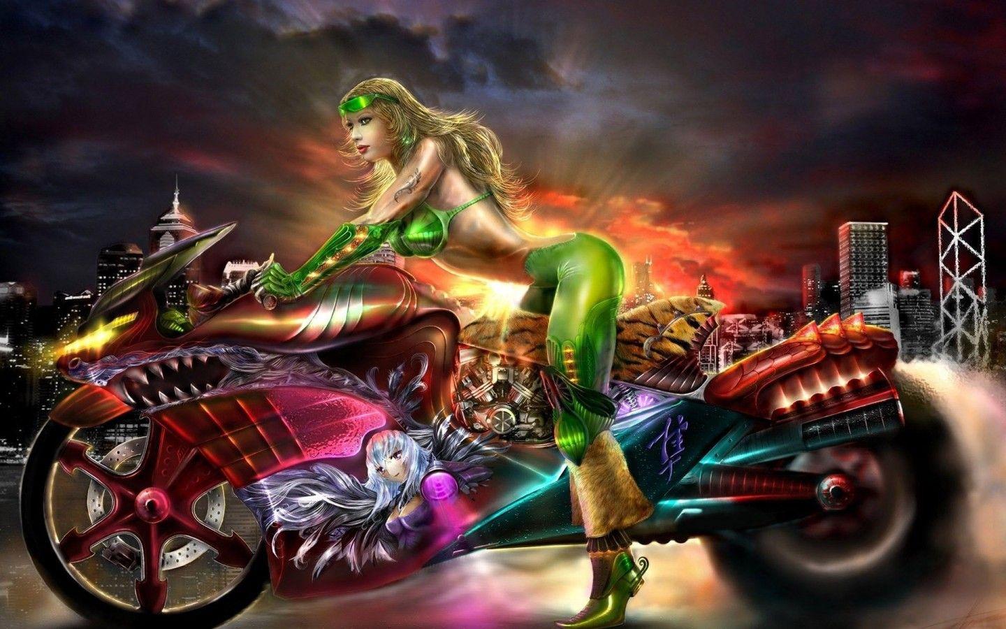 1440x900 Girl On A Motorcycle Desktop Wallpaper HD For Mobile Phones