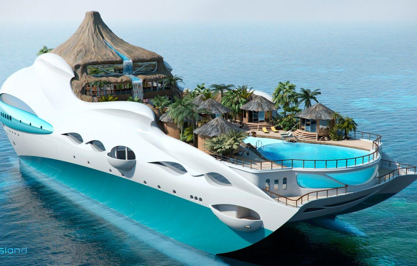 1332x850 Wallpaper The Project, Superyacht, Futuristic, The Yacht Island