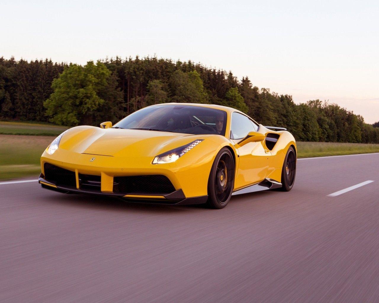 1280x1024 Download 1280x1024 Ferrari 488 Gtb, Yellow, Road, Front View, Cars