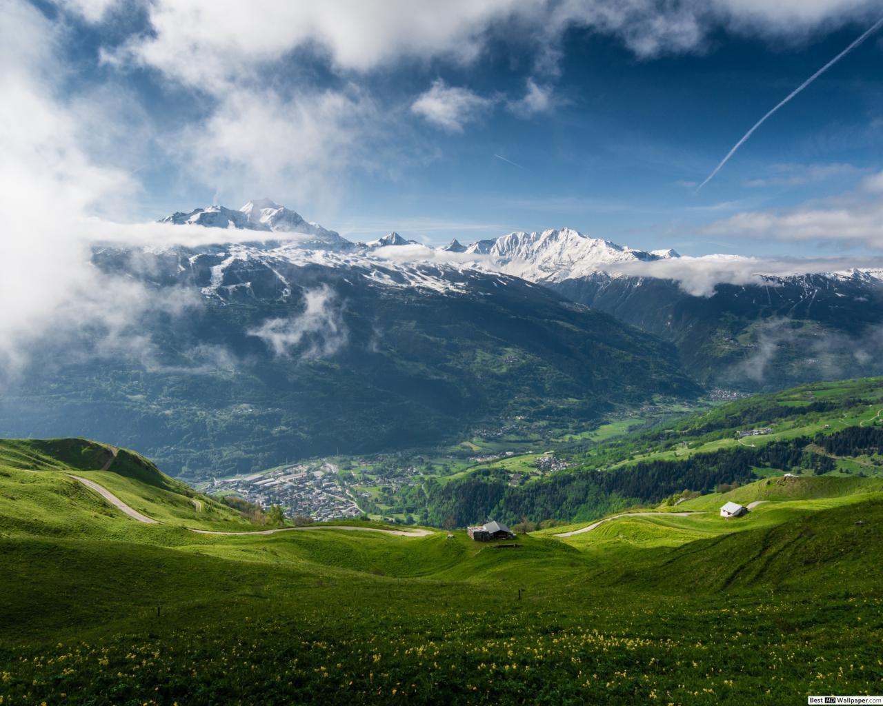 1280x1024 Snow in the mountains HD wallpaper download