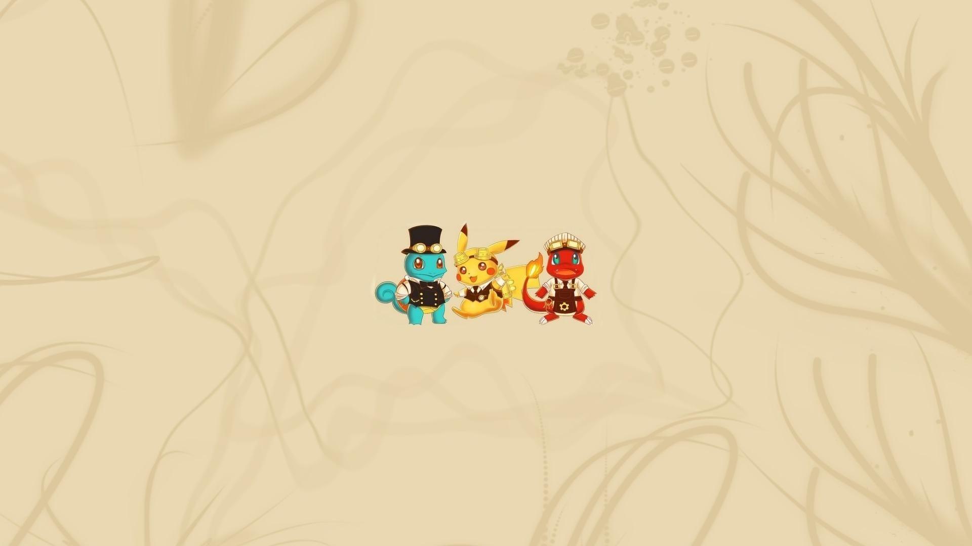 1920x1080 Cartoons pokemon minimalistic pikachu steampunk funny squirtle