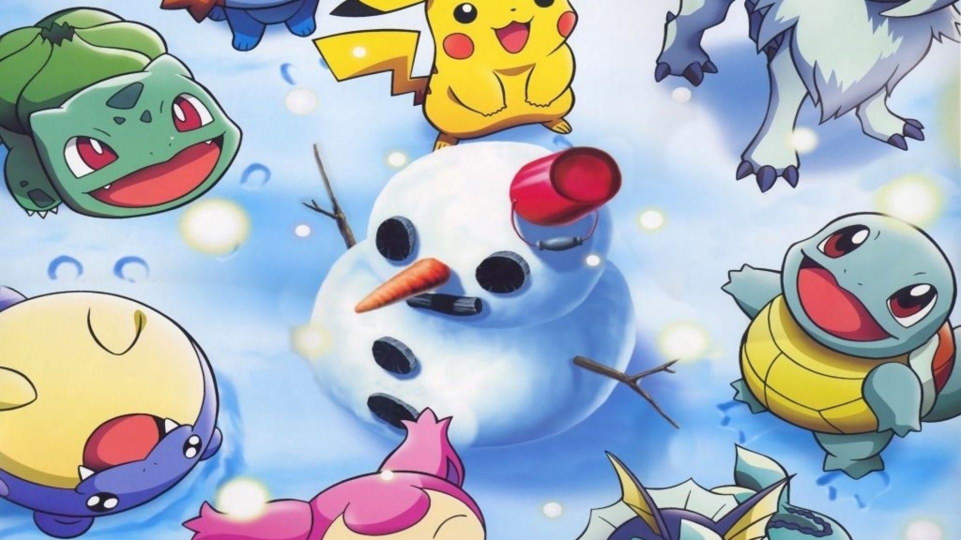 1920x1080 ScreenHeaven: Bulbasaur Pikachu Pokemon Squirtle snowmen desktop