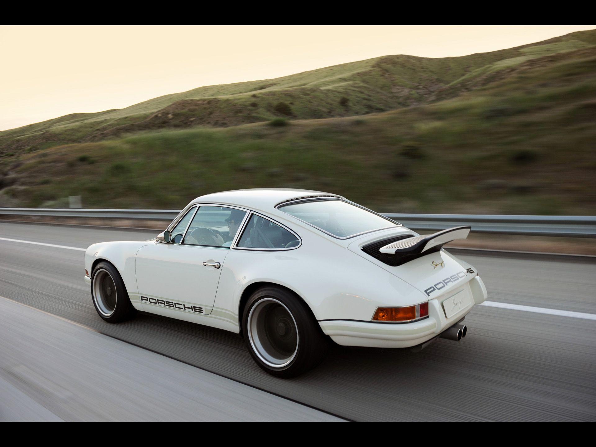 1920x1440 White Singer Porsche 911 Side Road wallpaper. White Singer