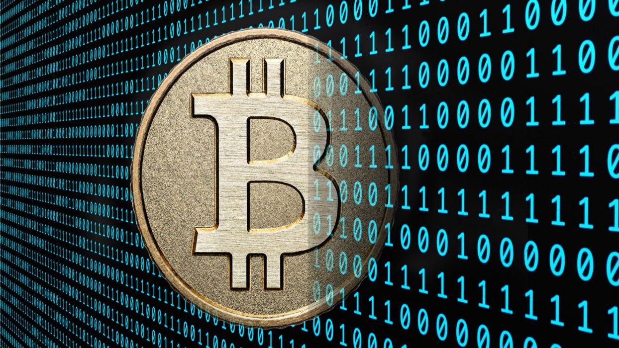 1244x700 BITCOIN computer internet money coins poster binary code wallpaper