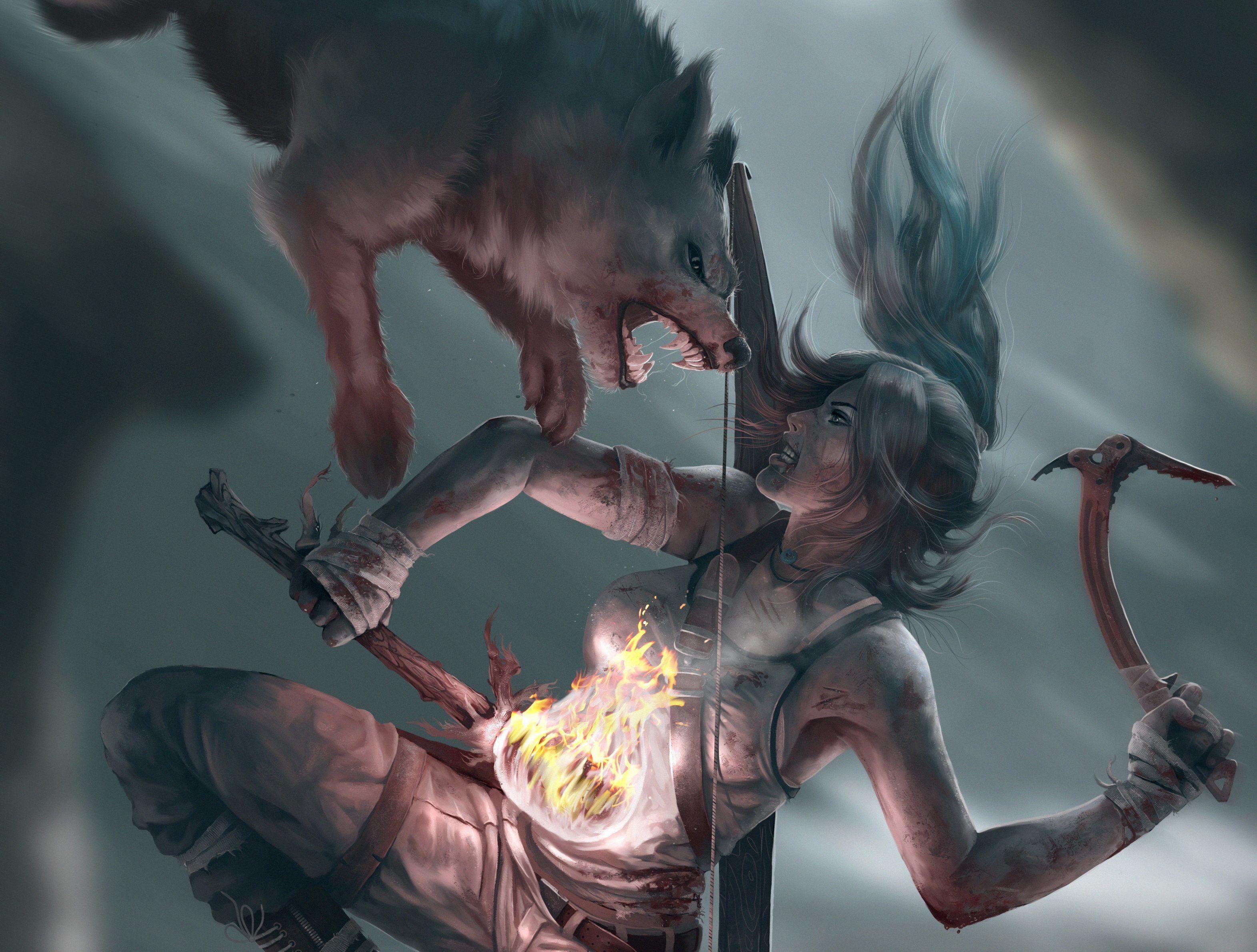 3142x2381 Tomb Raider 2013 Battles Wolves Roar Lara Croft Jump Games Girls