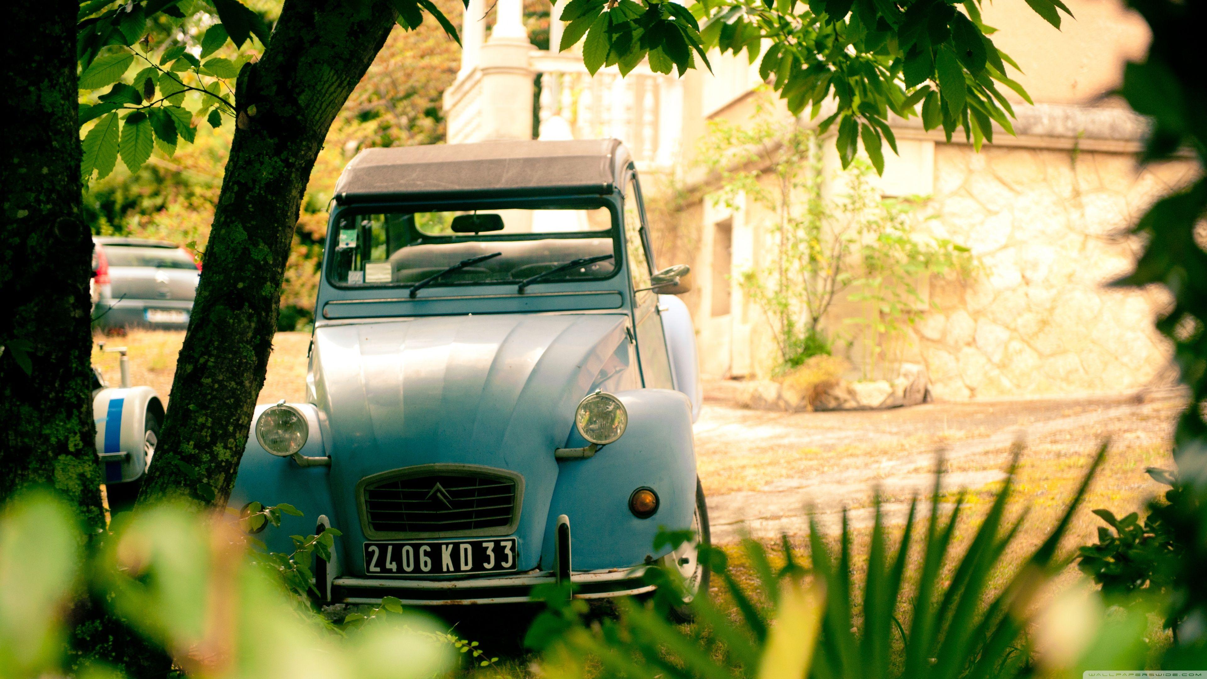 3840x2160 Citroen 2CV Arcachon, France Ultra HD Desktop Background Wallpaper