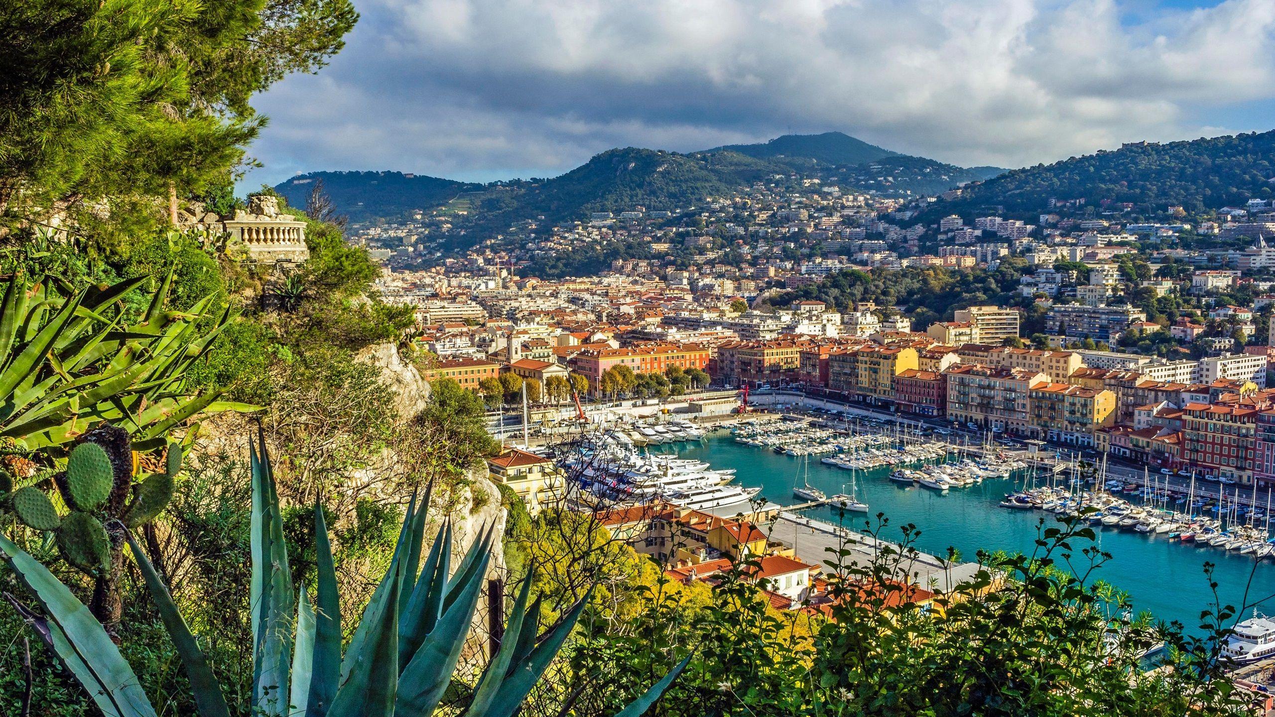 2560x1440 Wallpaper French Riviera, Nice, yachts, port, city 2880x1800 HD