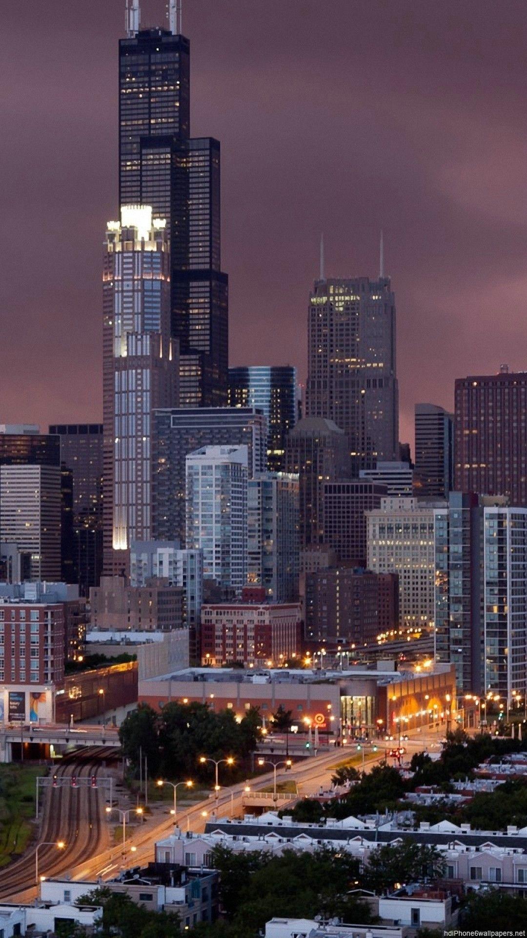 1080x1920 tree night chicago iphone 6 wallpaper