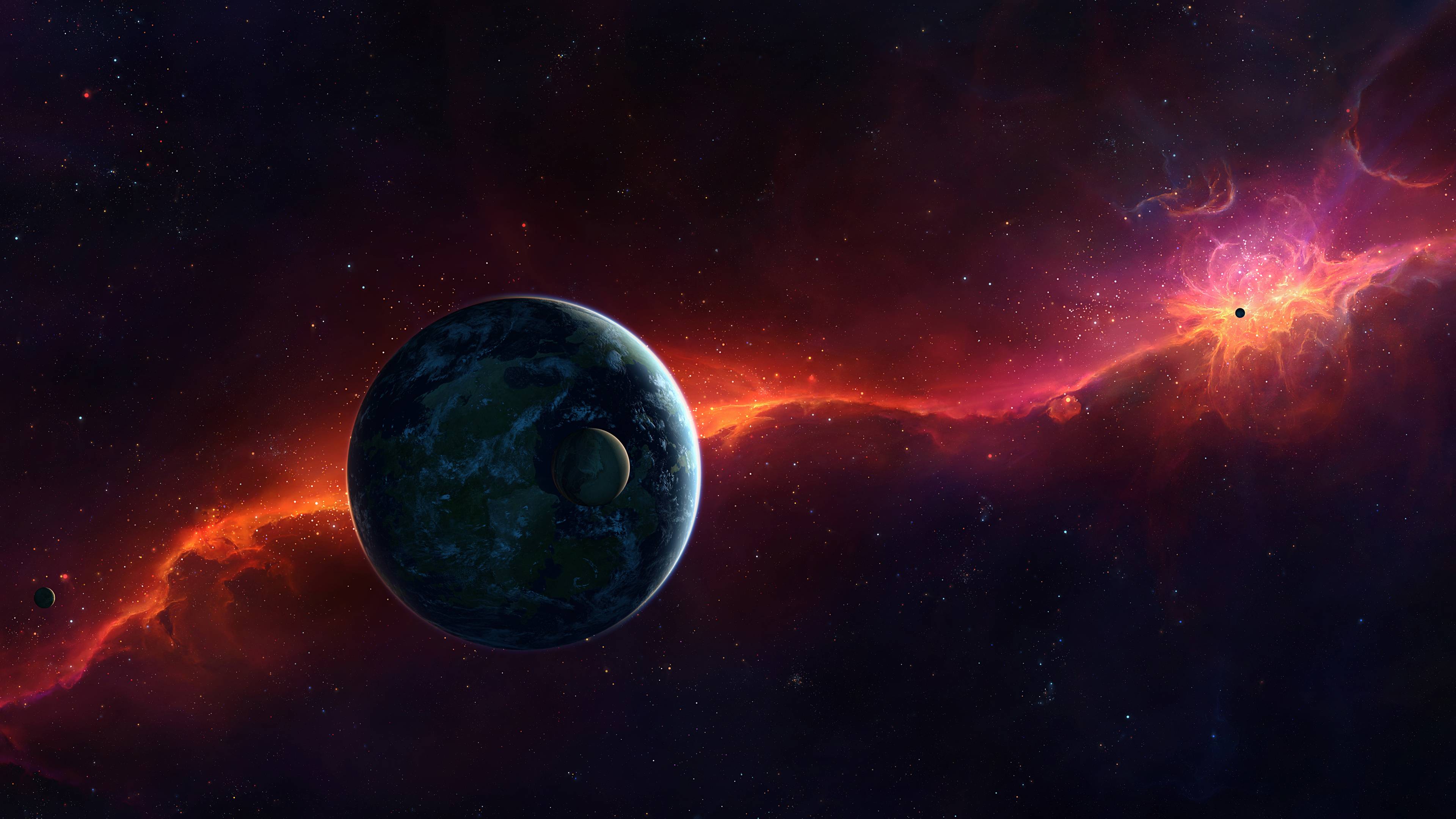 3840x2160 HD Wallpaper + Space, Earth, Nebulae, Planets, Stars, 4K Ultra HD 3