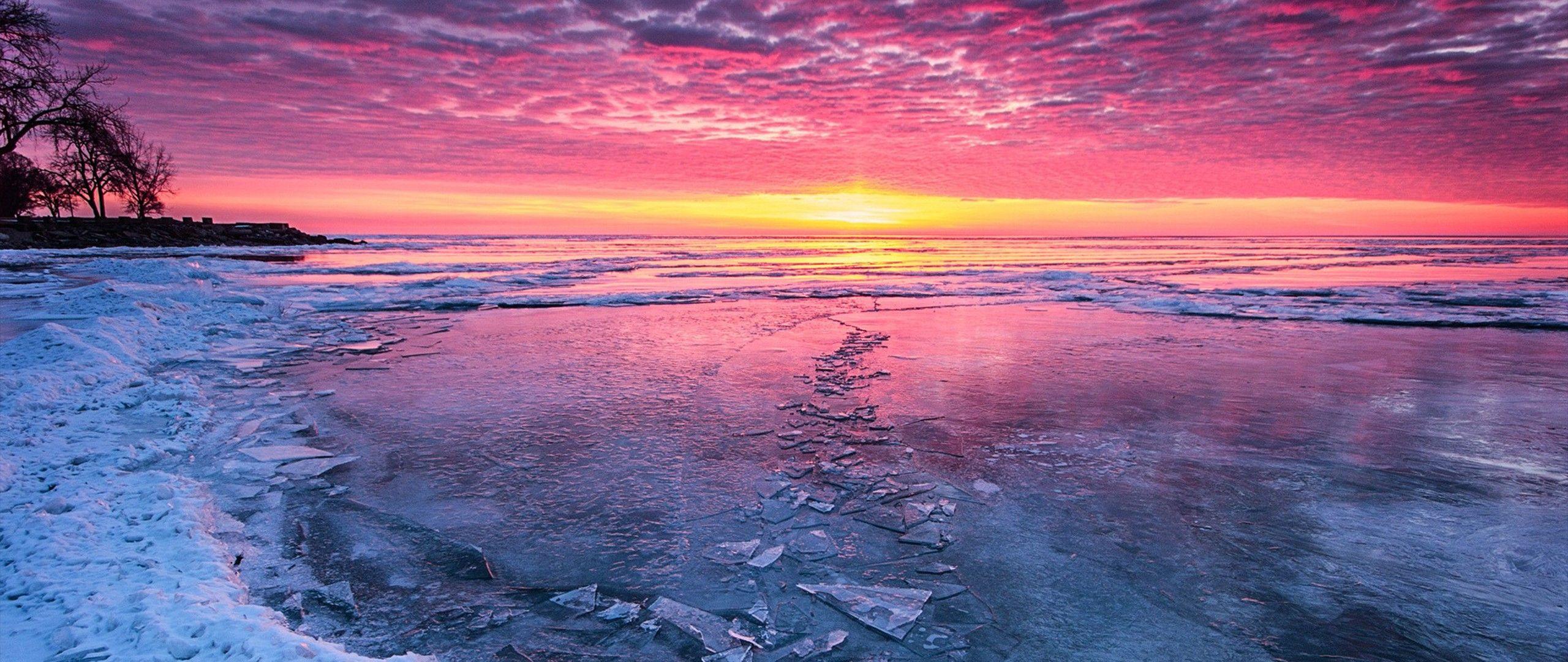 2560x1080 Ice Sunset Wallpaper & Background Download