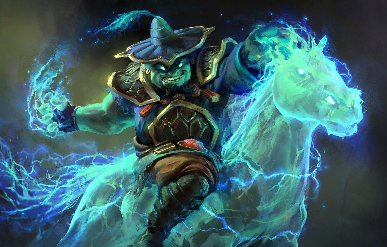 1332x850 Wallpaper horse, magic, zipper, horse, art, rider, Dota Storm Spirit, Mike azevedo, Raijin image for desktop, section игры