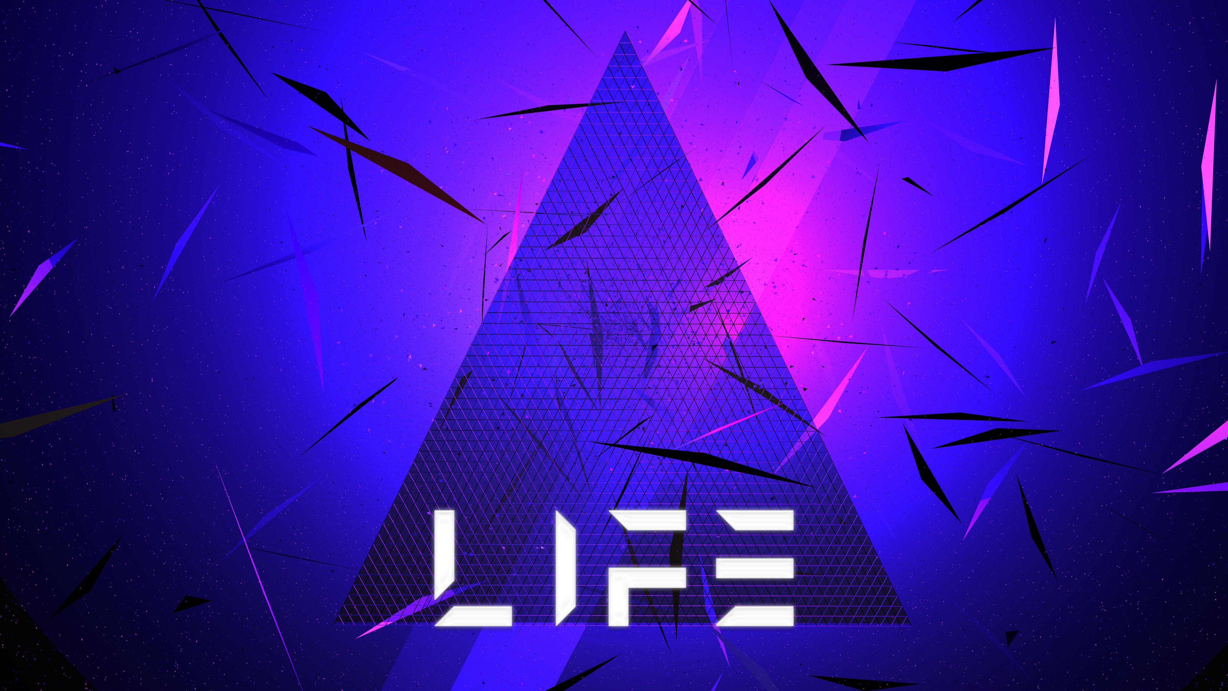 5120x2880 Wallpaper Life, Triangle, Neon, 5K, Abstract,. Wallpaper