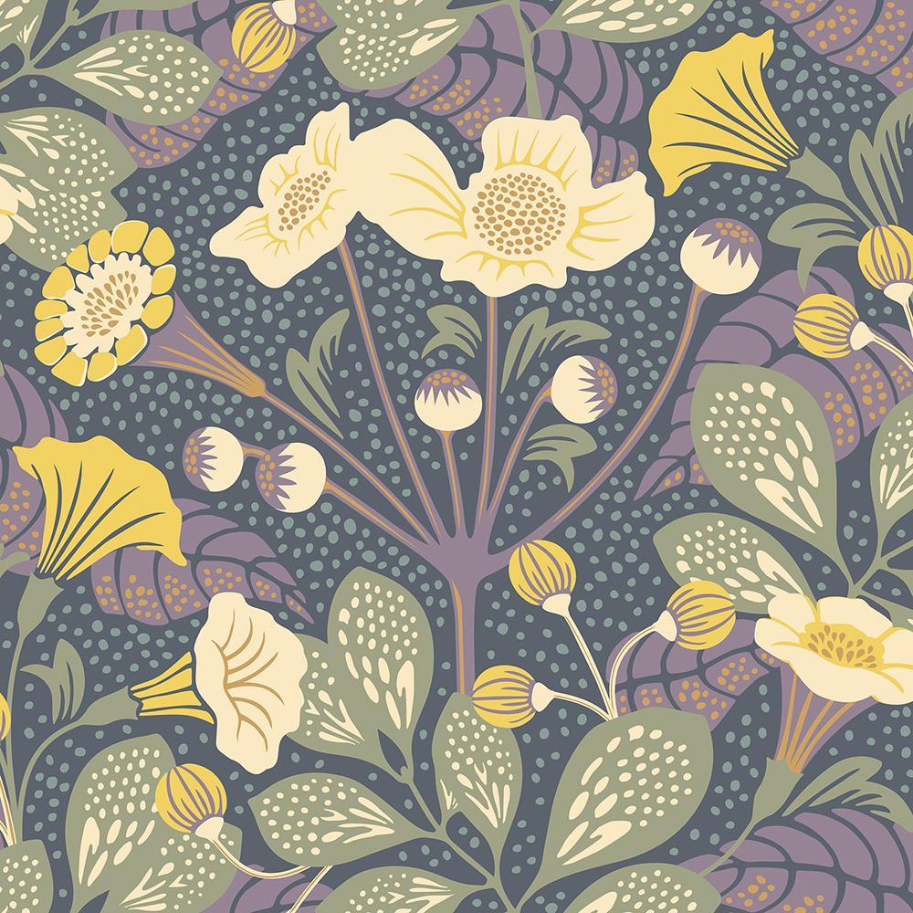 1000x1000 In. X 10 In. Rabarber Charcoal Floral Wallpaper Sample WV1791SAM