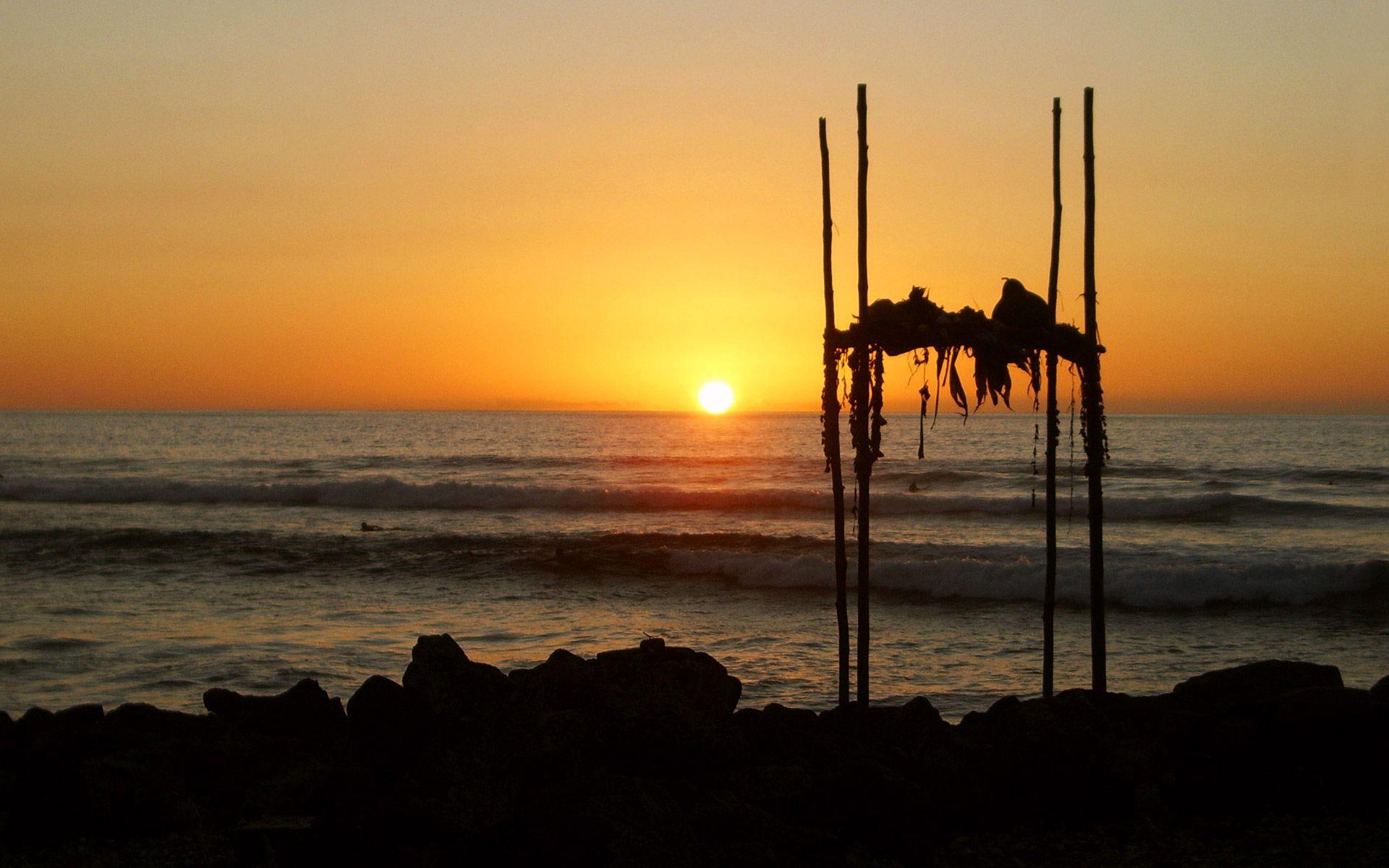 1920x1200 Orange sunset beach wallpaper