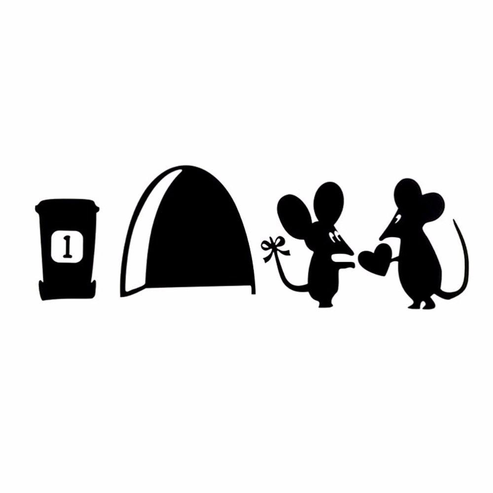 1000x1000 3D Funny Mouse hole wall stickers creative rat hole cartoon