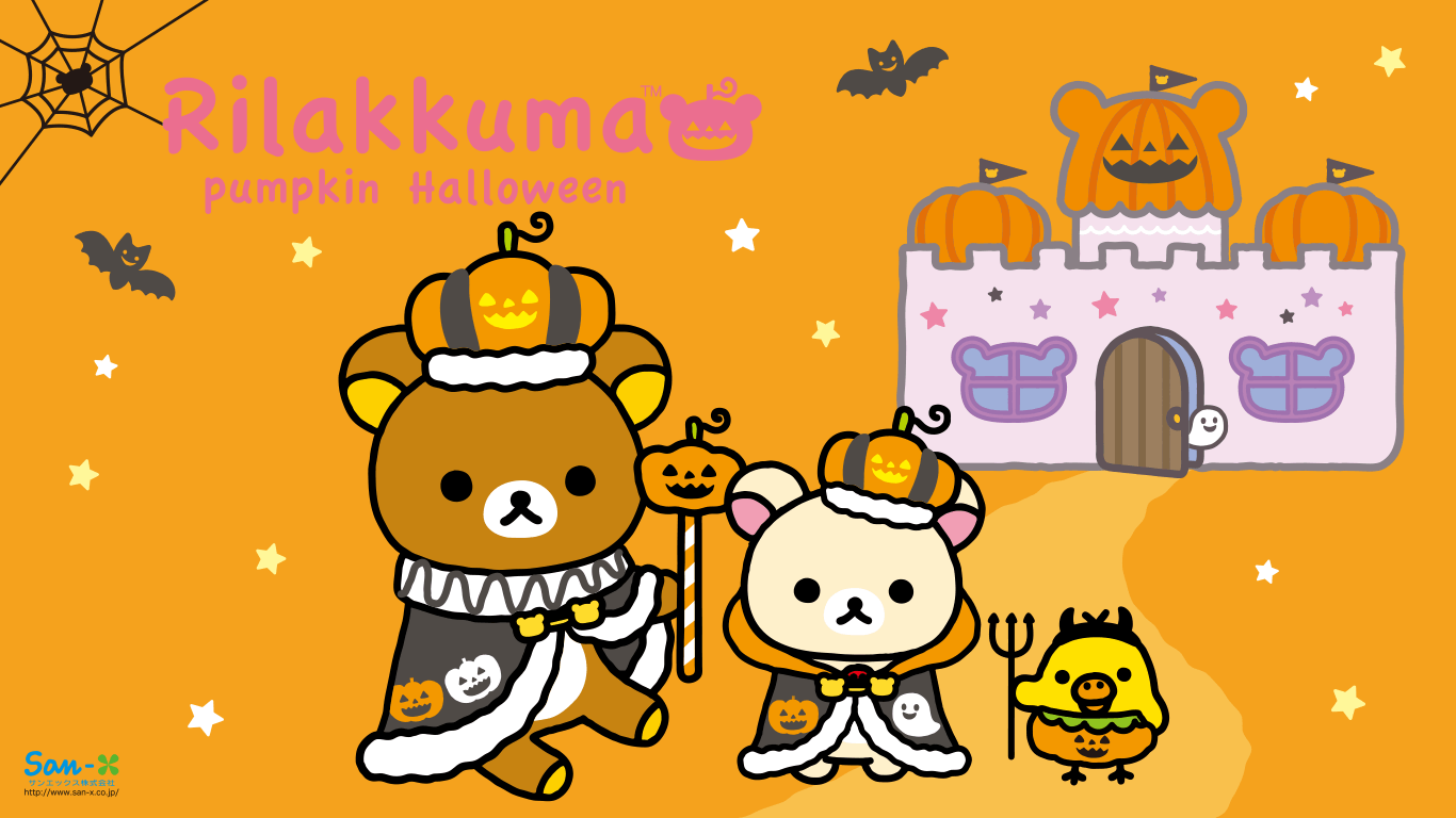 1366x768 I love Kawaii: Rilakkuma Hình nền: Rilakkuma Pumpkin Halloween