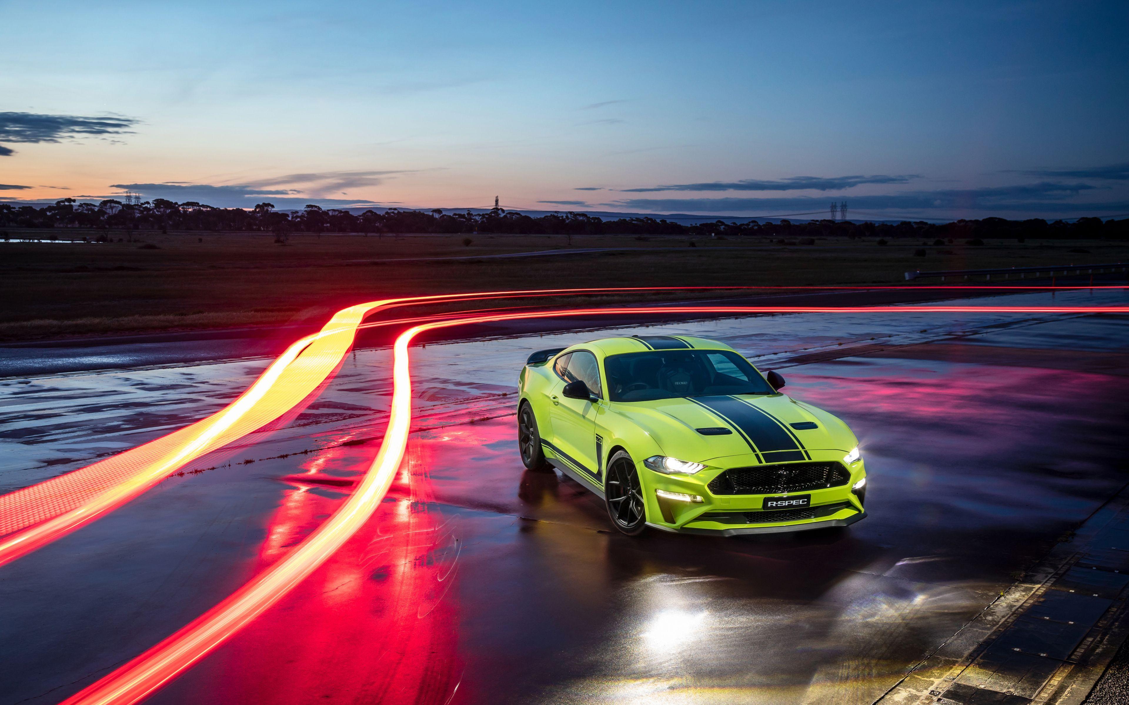 3840x2400 Ford Mustang GT Fastback, green car, 2019 wallpaper