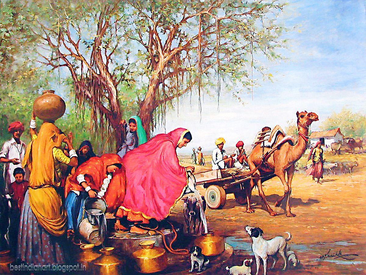 1200x900 Rajasthani Village A Nice Painting From India Village