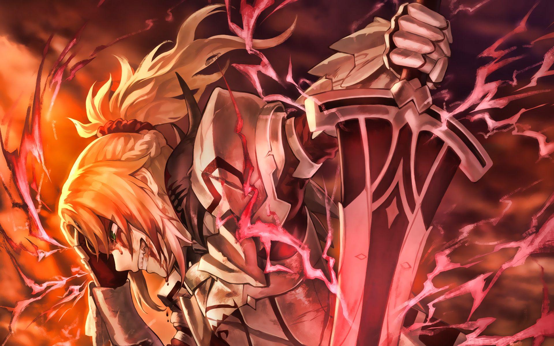 1920x1200 Download wallpaper Red Saber, 3D art, Fate Apocrypha, Saber
