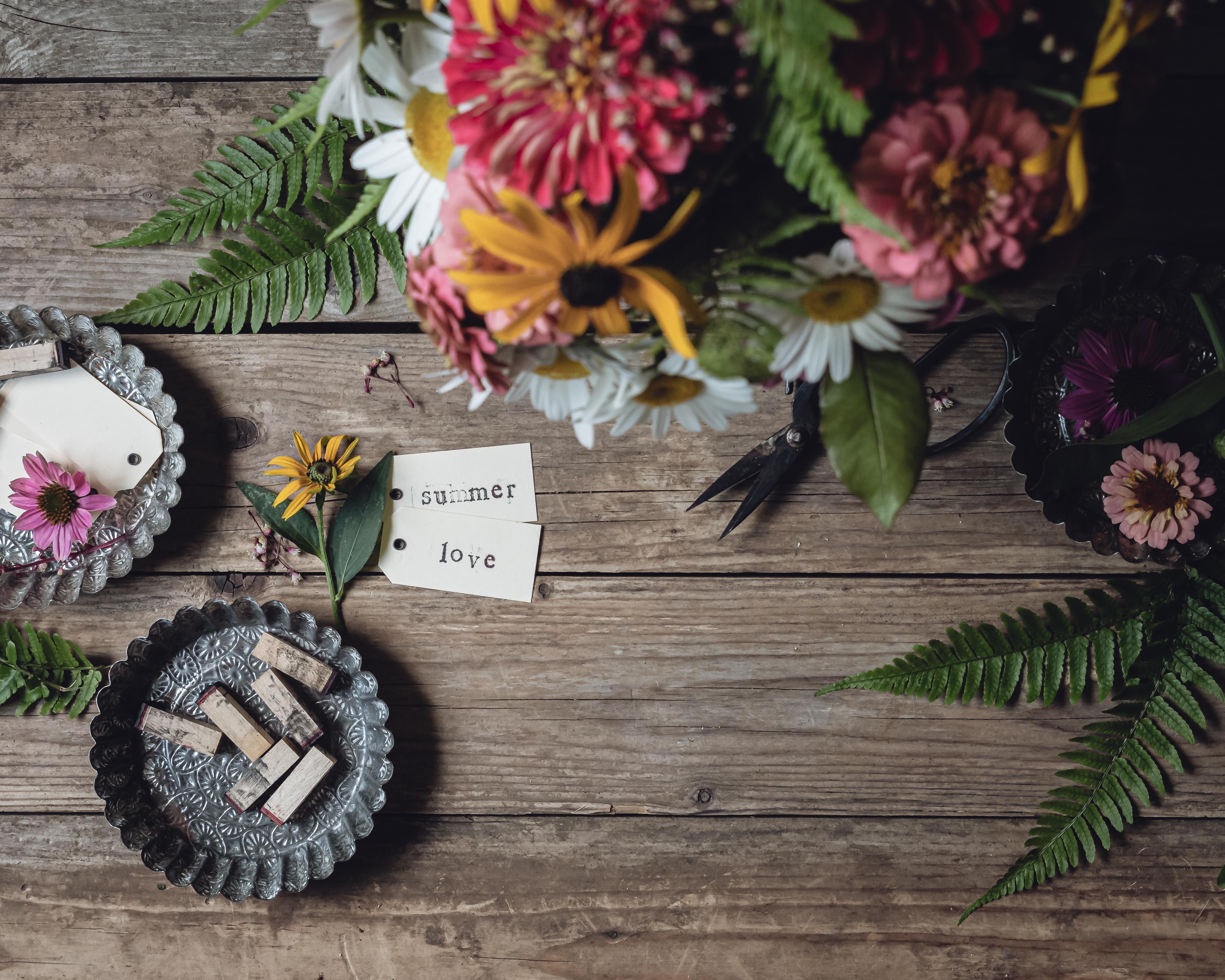 4349x3479 wallpaper summer, love, flowers, bouquet, inscription HD